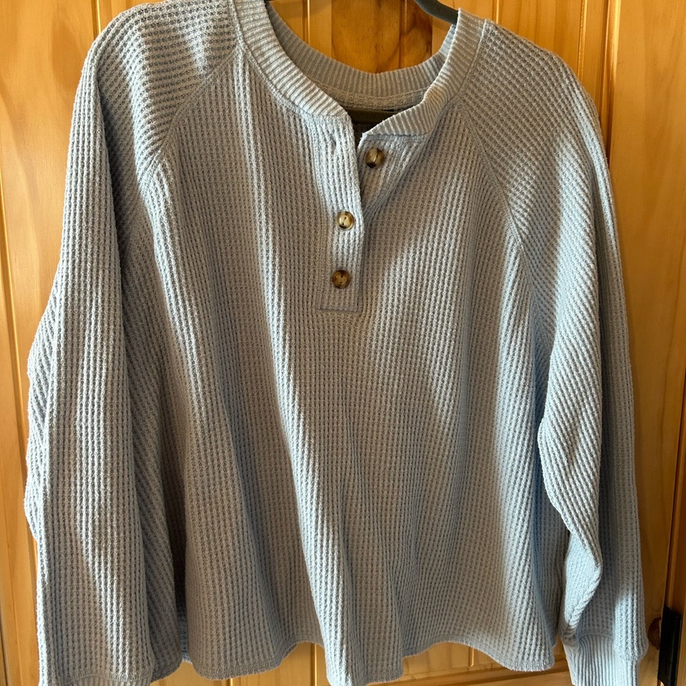 Old Navy Light Blue Waffle Knit Sweatshirt